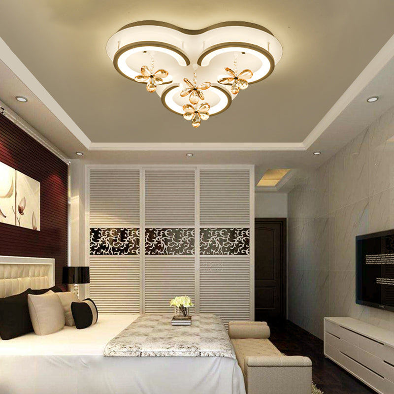 White Flower/Cloud/Moon Flushmount Contemporary LED Acrylic Close to Ceiling Lamp for Bedroom Clearhalo 'Ceiling Lights' 'Close To Ceiling Lights' 'Close to ceiling' 'Flush mount' Lighting' 281189