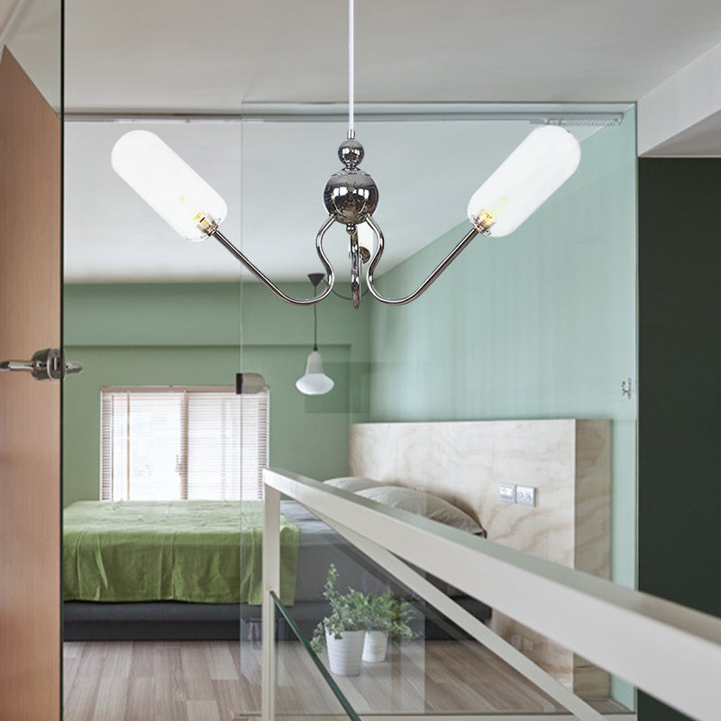 Vintage Oval Chandelier Lighting Amber/Clear Glass 3 Heads Living Room Ceiling Lamp with Adjustable Cord in Black/Chrome Clearhalo 'Cast Iron' 'Ceiling Lights' 'Chandeliers' 'Industrial Chandeliers' 'Industrial' 'Metal' 'Middle Century Chandeliers' 'Rustic Chandeliers' 'Tiffany' Lighting' 281275