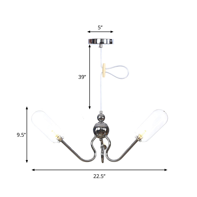 Vintage Oval Chandelier Lighting Amber/Clear Glass 3 Heads Living Room Ceiling Lamp with Adjustable Cord in Black/Chrome Clearhalo 'Cast Iron' 'Ceiling Lights' 'Chandeliers' 'Industrial Chandeliers' 'Industrial' 'Metal' 'Middle Century Chandeliers' 'Rustic Chandeliers' 'Tiffany' Lighting' 281277