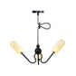 Vintage Oval Chandelier Lighting Amber/Clear Glass 3 Heads Living Room Ceiling Lamp with Adjustable Cord in Black/Chrome Clearhalo 'Cast Iron' 'Ceiling Lights' 'Chandeliers' 'Industrial Chandeliers' 'Industrial' 'Metal' 'Middle Century Chandeliers' 'Rustic Chandeliers' 'Tiffany' Lighting' 281280