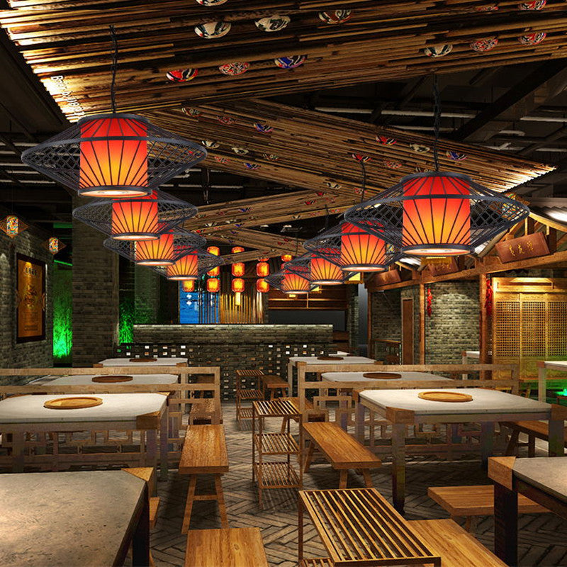 16"/19.5"/23.5" Wide Single Fabric Pendulum Pendant Simple Red/Yellow Cylindrical Ceiling Lamp with Black Iron Tapered Frame Clearhalo 'Ceiling Lights' 'Pendant Lights' 'Pendants' Lighting' 281307