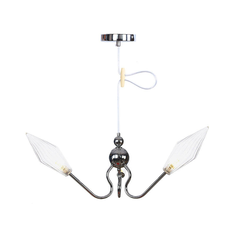 Amber/Clear Glass Diamond Hanging Lamp Vintage 3-Head Black/Chrome Finish Chandelier Lighting with Adjustable Cord Clearhalo 'Cast Iron' 'Ceiling Lights' 'Chandeliers' 'Industrial Chandeliers' 'Industrial' 'Metal' 'Middle Century Chandeliers' 'Rustic Chandeliers' 'Tiffany' Lighting' 281367