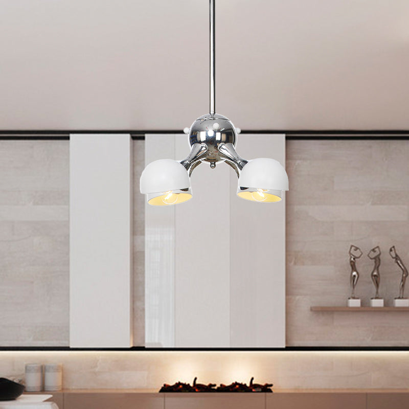 Industrial Dome Hanging Light Fixture Metallic 3/4/5 Heads Living Room Chandelier Lamp with Downrods/Chain in Black/Chrome Clearhalo 'Cast Iron' 'Ceiling Lights' 'Chandeliers' 'Industrial Chandeliers' 'Industrial' 'Metal' 'Middle Century Chandeliers' 'Rustic Chandeliers' 'Tiffany' Lighting' 281482