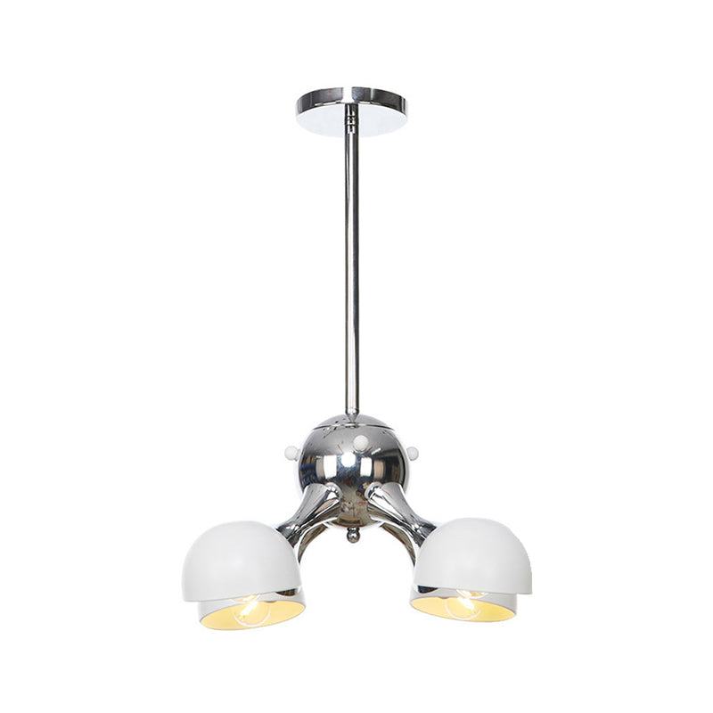 Industrial Dome Hanging Light Fixture Metallic 3/4/5 Heads Living Room Chandelier Lamp with Downrods/Chain in Black/Chrome Clearhalo 'Cast Iron' 'Ceiling Lights' 'Chandeliers' 'Industrial Chandeliers' 'Industrial' 'Metal' 'Middle Century Chandeliers' 'Rustic Chandeliers' 'Tiffany' Lighting' 281483