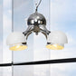 Industrial Dome Hanging Light Fixture Metallic 3/4/5 Heads Living Room Chandelier Lamp with Downrods/Chain in Black/Chrome 4 Chrome Chain Clearhalo 'Cast Iron' 'Ceiling Lights' 'Chandeliers' 'Industrial Chandeliers' 'Industrial' 'Metal' 'Middle Century Chandeliers' 'Rustic Chandeliers' 'Tiffany' Lighting' 281485