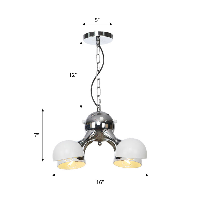 Industrial Dome Hanging Light Fixture Metallic 3/4/5 Heads Living Room Chandelier Lamp with Downrods/Chain in Black/Chrome Clearhalo 'Cast Iron' 'Ceiling Lights' 'Chandeliers' 'Industrial Chandeliers' 'Industrial' 'Metal' 'Middle Century Chandeliers' 'Rustic Chandeliers' 'Tiffany' Lighting' 281488