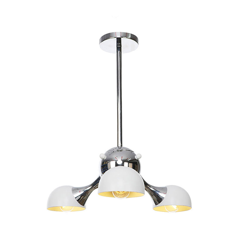 Industrial Dome Hanging Light Fixture Metallic 3/4/5 Heads Living Room Chandelier Lamp with Downrods/Chain in Black/Chrome Clearhalo 'Cast Iron' 'Ceiling Lights' 'Chandeliers' 'Industrial Chandeliers' 'Industrial' 'Metal' 'Middle Century Chandeliers' 'Rustic Chandeliers' 'Tiffany' Lighting' 281491