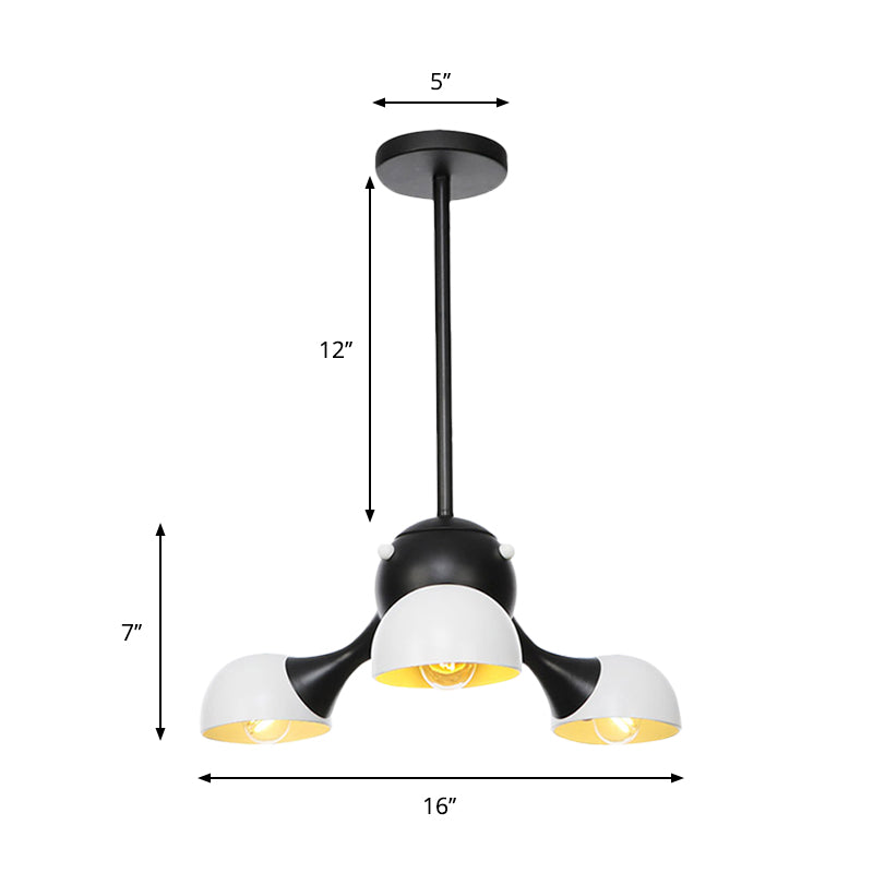 Industrial Dome Hanging Light Fixture Metallic 3/4/5 Heads Living Room Chandelier Lamp with Downrods/Chain in Black/Chrome Clearhalo 'Cast Iron' 'Ceiling Lights' 'Chandeliers' 'Industrial Chandeliers' 'Industrial' 'Metal' 'Middle Century Chandeliers' 'Rustic Chandeliers' 'Tiffany' Lighting' 281516