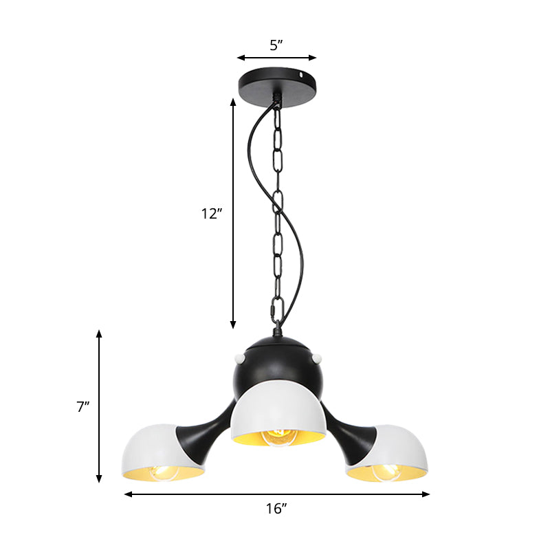 Industrial Dome Hanging Light Fixture Metallic 3/4/5 Heads Living Room Chandelier Lamp with Downrods/Chain in Black/Chrome Clearhalo 'Cast Iron' 'Ceiling Lights' 'Chandeliers' 'Industrial Chandeliers' 'Industrial' 'Metal' 'Middle Century Chandeliers' 'Rustic Chandeliers' 'Tiffany' Lighting' 281520