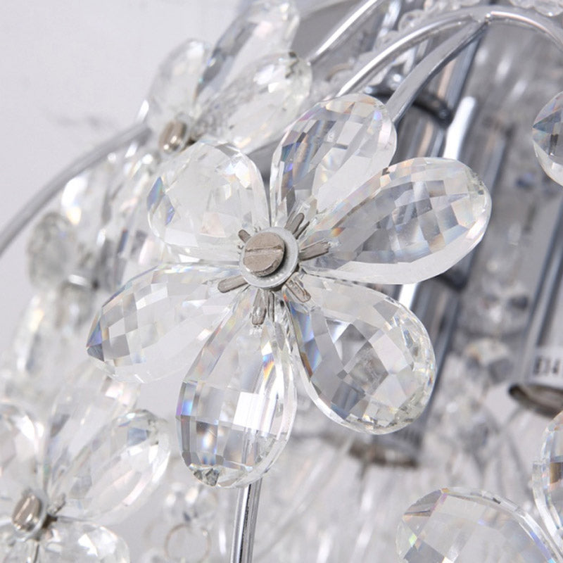 Clear Flower Flush Light Contemporary 6 Heads Crystal Close to Ceiling Lamp for Bedroom - Clearhalo - 'Ceiling Lights' - 'Close To Ceiling Lights' - 'Close to ceiling' - 'Flush mount' - Lighting' - 281526
