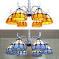 Dome Semi Flush Light Tiffany Style 6 Heads Blue/Orange Glass Semi Flush Mount in White Finish Clearhalo 'Ceiling Lights' 'Close To Ceiling Lights' 'Close to ceiling' 'Glass shade' 'Glass' 'Semi-flushmount' 'Tiffany close to ceiling' 'Tiffany' Lighting' 28160