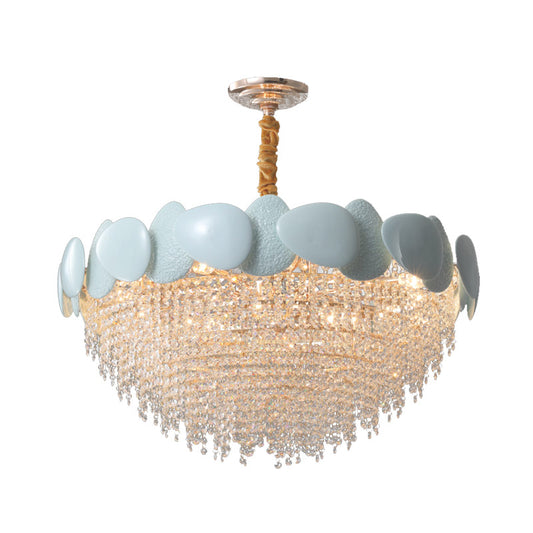 Cascading Hanging Chandelier Traditionary 9 Heads Clear Crystal Suspension Pendant Light Clearhalo 'Ceiling Lights' 'Chandeliers' 'Clear' 'Industrial' 'Modern Chandeliers' 'Modern' 'Tiffany' 'Traditional Chandeliers' Lighting' 281674