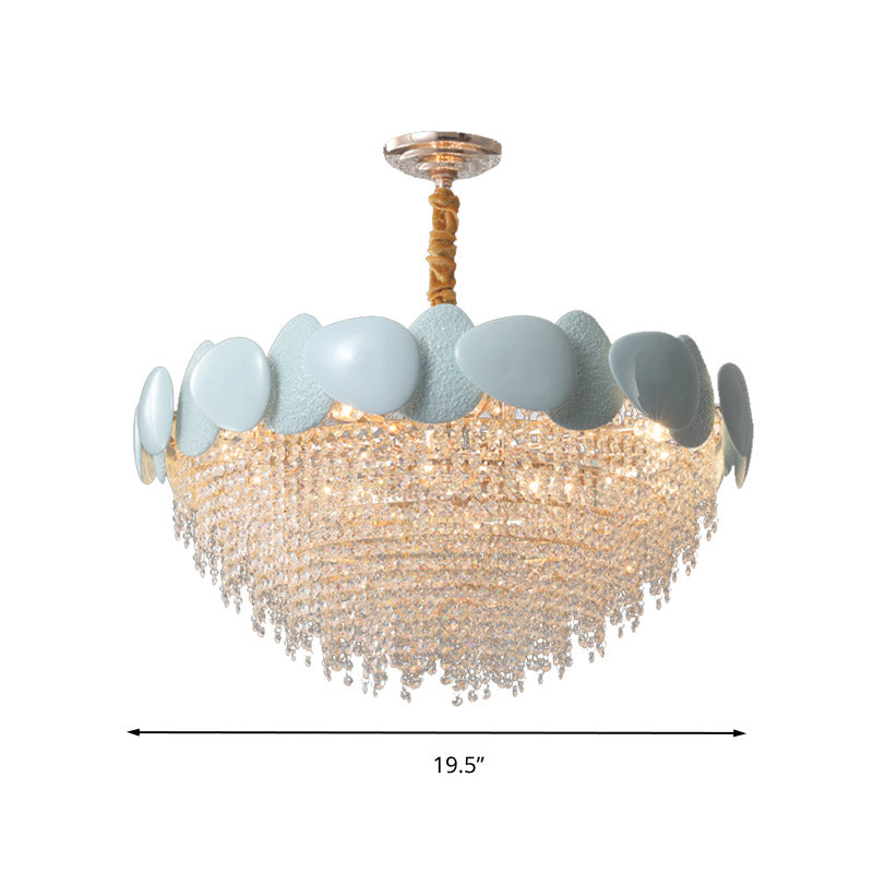 Cascading Hanging Chandelier Traditionary 9 Heads Clear Crystal Suspension Pendant Light Clearhalo 'Ceiling Lights' 'Chandeliers' 'Clear' 'Industrial' 'Modern Chandeliers' 'Modern' 'Tiffany' 'Traditional Chandeliers' Lighting' 281675