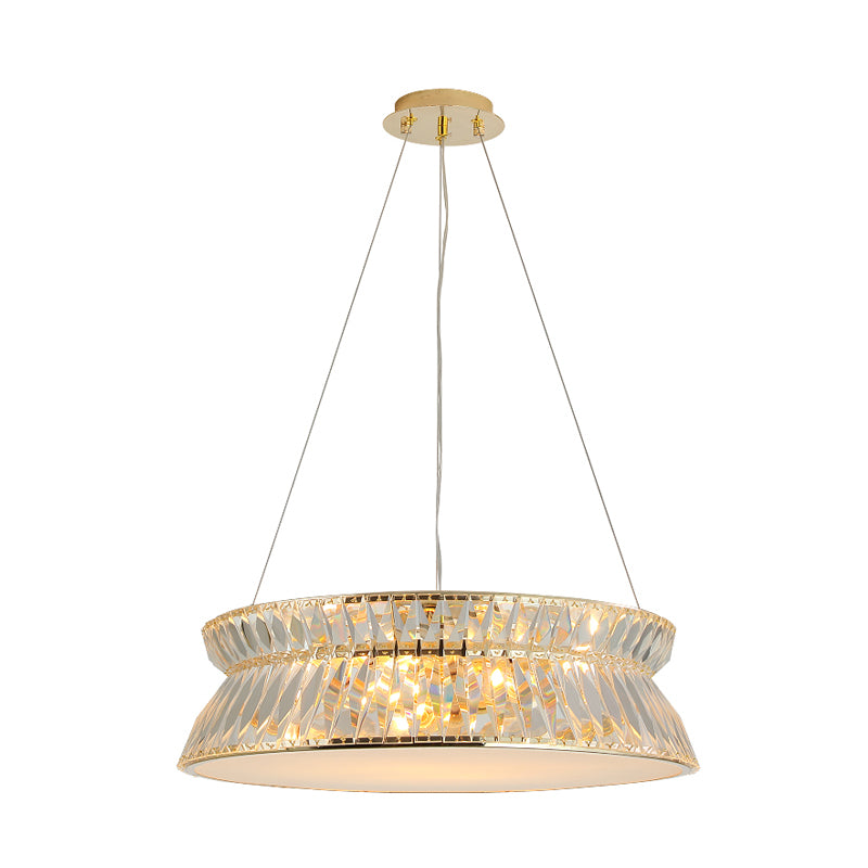 Modernism 4 Bulbs Ceiling Chandelier Drum Hanging Pendant Light with Clear Crystal Shade Clearhalo 'Ceiling Lights' 'Chandeliers' 'Clear' 'Industrial' 'Modern Chandeliers' 'Modern' 'Tiffany' 'Traditional Chandeliers' Lighting' 281762