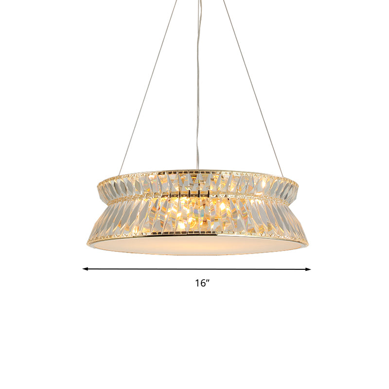Modernism 4 Bulbs Ceiling Chandelier Drum Hanging Pendant Light with Clear Crystal Shade Clearhalo 'Ceiling Lights' 'Chandeliers' 'Clear' 'Industrial' 'Modern Chandeliers' 'Modern' 'Tiffany' 'Traditional Chandeliers' Lighting' 281763