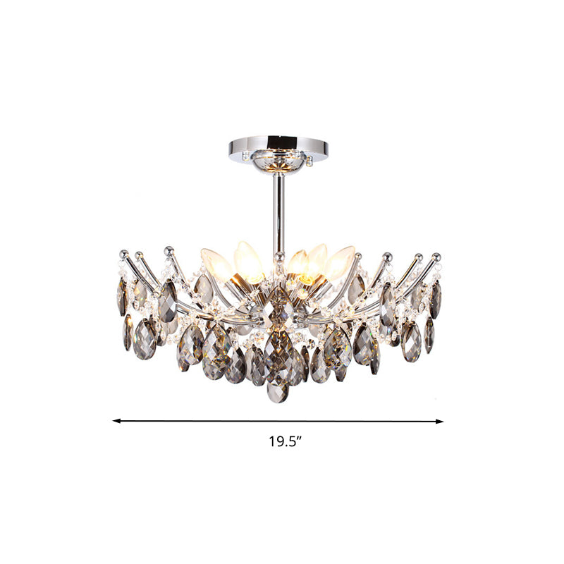 Droplet Chandelier Lamp Contemporary Cut Crystal 6 Heads Chrome Hanging Light Fixture Clearhalo 'Ceiling Lights' 'Chandeliers' 'Modern Chandeliers' 'Modern' Lighting' 281769