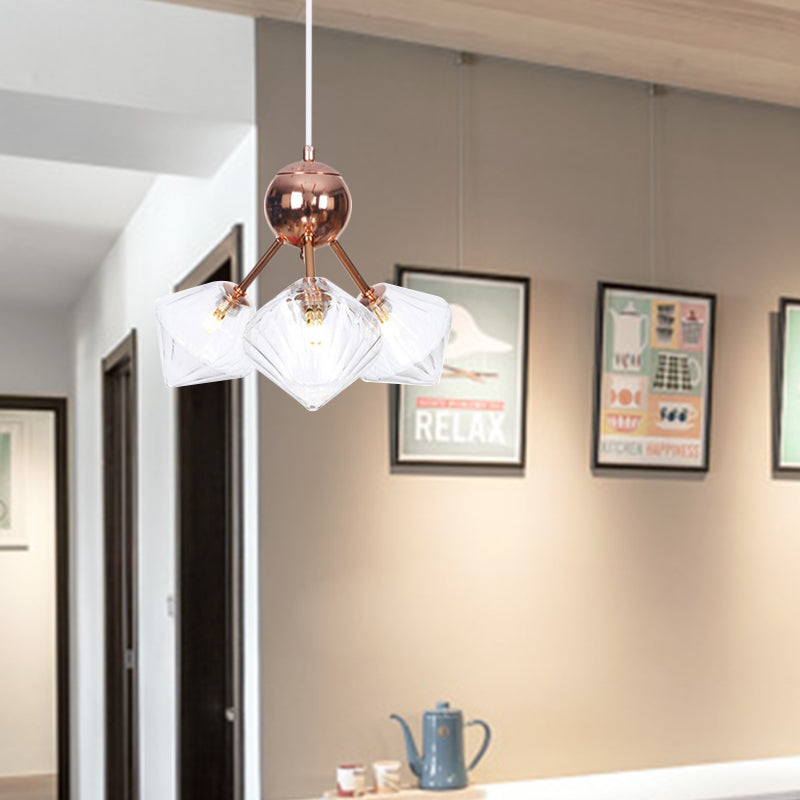 Diamond Living Room Chandelier Lamp Amber/Clear Glass 3/9/12 Lights Farmhouse Style Hanging Fixture, 13"/27.5"/34" Wide Clearhalo 'Ceiling Lights' 'Chandeliers' 'Clear' 'Glass shade' 'Glass' 'Industrial Chandeliers' 'Industrial' 'Middle Century Chandeliers' 'Modern' 'Tiffany' 'Traditional Chandeliers' Lighting' 281817