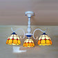 3/6 Lights Dome Semi Flush Light Stained Glass Tiffany Semi Flushmount in Blue/Orange for Foyer Clearhalo 'Ceiling Lights' 'Chandeliers' 'Close To Ceiling Lights' 'Close to ceiling' 'Glass shade' 'Glass' 'Pendant Lights' 'Semi-flushmount' 'Tiffany close to ceiling' 'Tiffany' Lighting' 28186