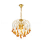 Clear/Deep Tan Crystal Sputnik Pendant Chandelier Traditionary 3/5/6 Bulbs Ceiling Hanging Light in Gold Clearhalo 'Ceiling Lights' 'Chandeliers' Lighting' options 281881