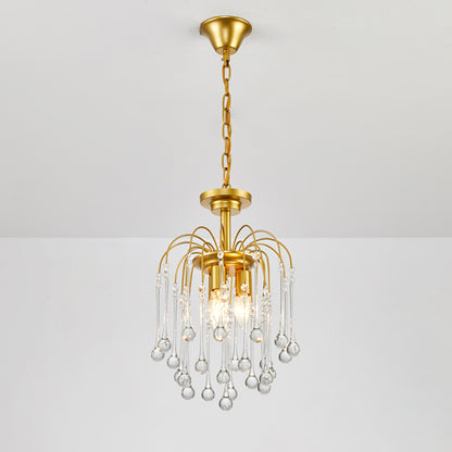 Clear/Deep Tan Crystal Sputnik Pendant Chandelier Traditionary 3/5/6 Bulbs Ceiling Hanging Light in Gold 3 Clear Clearhalo 'Ceiling Lights' 'Chandeliers' Lighting' options 281888_926286fc-f0d8-4b15-bcf6-919cb7deb600