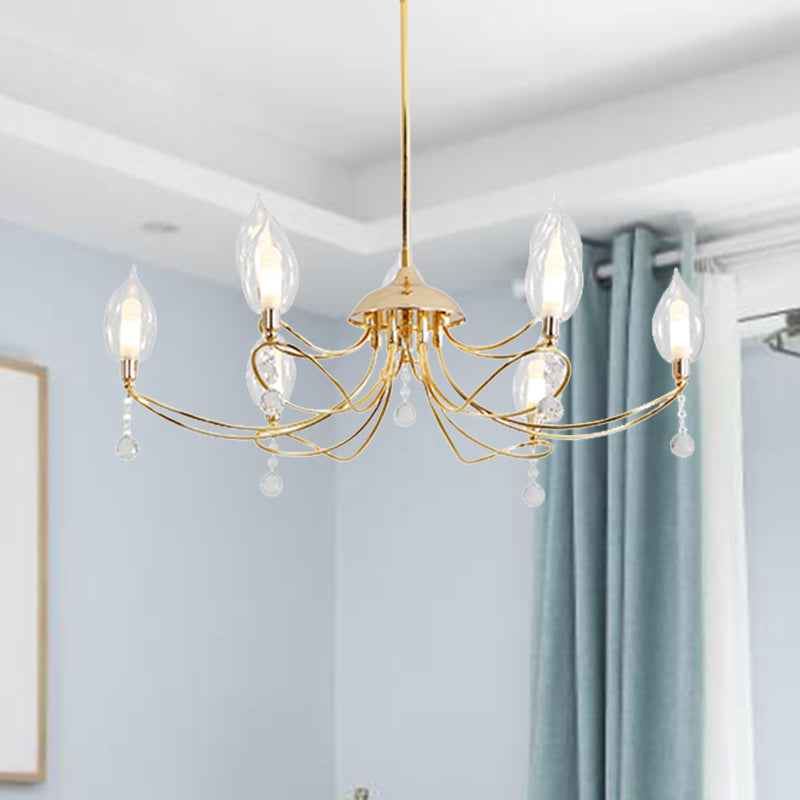 Gold Curved Arm Chandelier Lamp Modernist 9/15/18 Heads Metal Ceiling Pendant Light for Living Room Clearhalo 'Ceiling Lights' 'Chandeliers' Lighting' options 281950