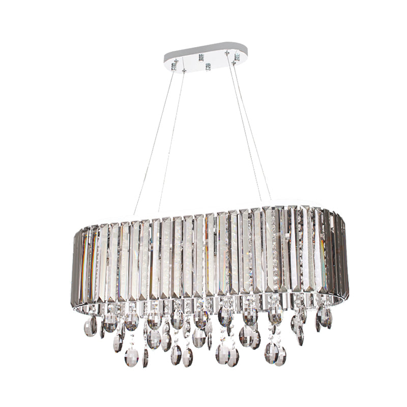 6 Heads Living Room Chandelier Lamp Contemporary Clear Hanging Light Kit with 1-Tier Crystal Shade Clearhalo 'Ceiling Lights' 'Chandeliers' 'Clear' 'Industrial' 'Modern Chandeliers' 'Modern' 'Tiffany' 'Traditional Chandeliers' Lighting' 282000