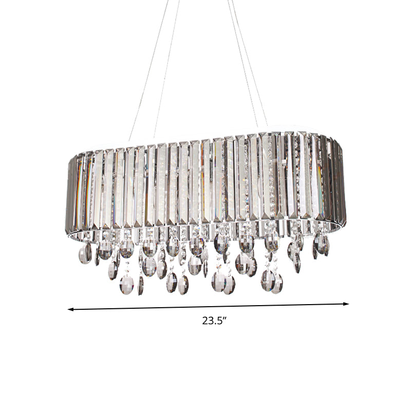 6 Heads Living Room Chandelier Lamp Contemporary Clear Hanging Light Kit with 1-Tier Crystal Shade Clearhalo 'Ceiling Lights' 'Chandeliers' 'Clear' 'Industrial' 'Modern Chandeliers' 'Modern' 'Tiffany' 'Traditional Chandeliers' Lighting' 282001