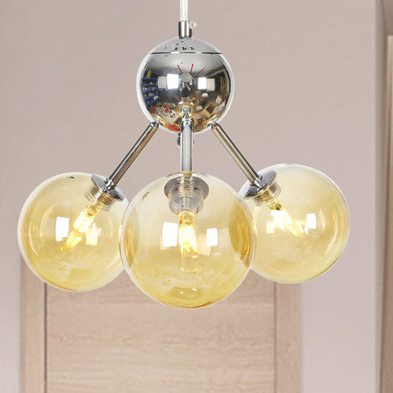 13"/27.5"/34" W Orbit Shade Hanging Chandelier Light Industrial Style Amber/Clear/Smoke Gray Glass 3/9/12 Lights Warehouse Pendant Lamp Clearhalo 'Ceiling Lights' 'Chandeliers' 'Clear' 'Glass shade' 'Glass' 'Industrial Chandeliers' 'Industrial' 'Middle Century Chandeliers' 'Modern' 'Tiffany' 'Traditional Chandeliers' Lighting' 282073