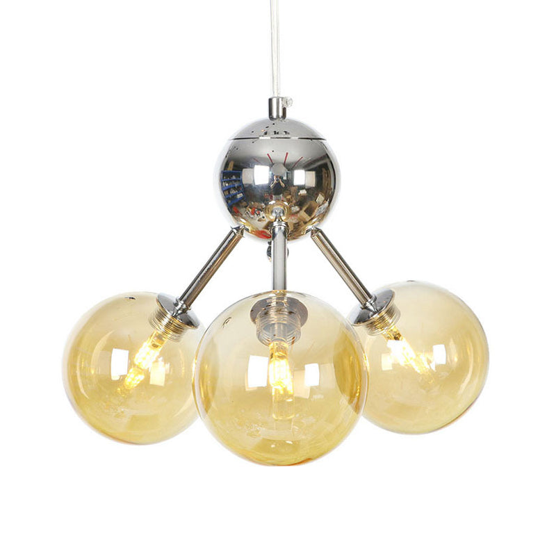 13"/27.5"/34" W Orbit Shade Hanging Chandelier Light Industrial Style Amber/Clear/Smoke Gray Glass 3/9/12 Lights Warehouse Pendant Lamp Clearhalo 'Ceiling Lights' 'Chandeliers' 'Clear' 'Glass shade' 'Glass' 'Industrial Chandeliers' 'Industrial' 'Middle Century Chandeliers' 'Modern' 'Tiffany' 'Traditional Chandeliers' Lighting' 282075