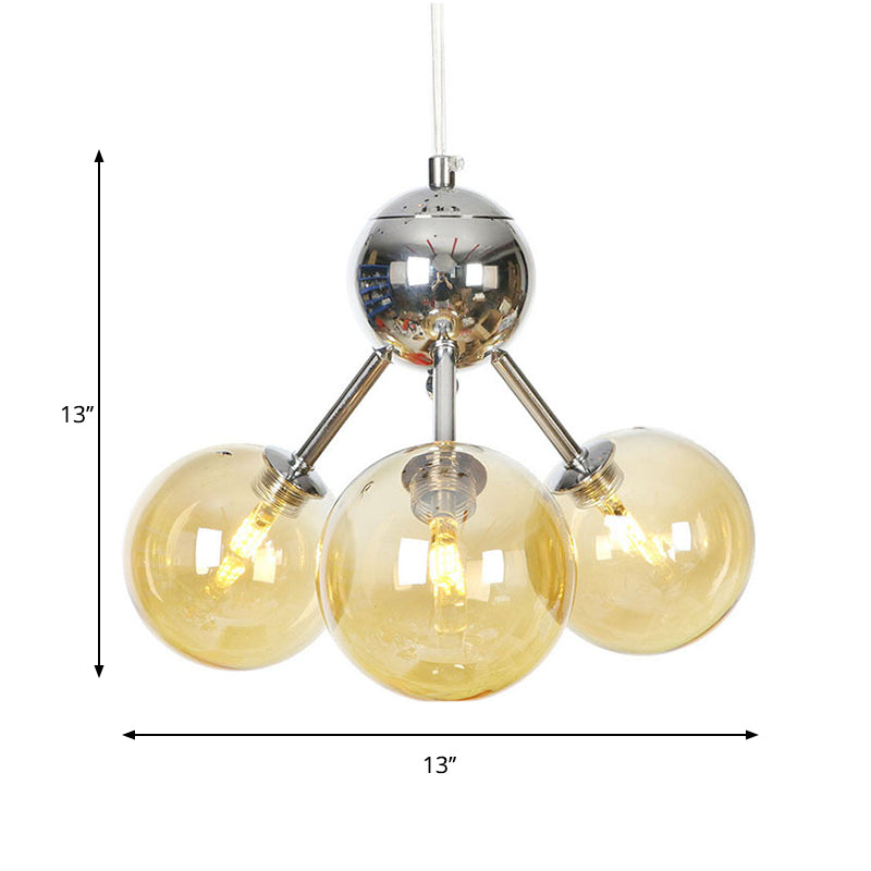 13"/27.5"/34" W Orbit Shade Hanging Chandelier Light Industrial Style Amber/Clear/Smoke Gray Glass 3/9/12 Lights Warehouse Pendant Lamp Clearhalo 'Ceiling Lights' 'Chandeliers' 'Clear' 'Glass shade' 'Glass' 'Industrial Chandeliers' 'Industrial' 'Middle Century Chandeliers' 'Modern' 'Tiffany' 'Traditional Chandeliers' Lighting' 282076