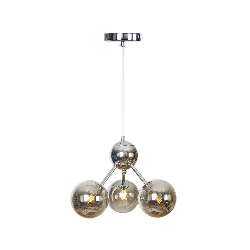 13"/27.5"/34" W Orbit Shade Hanging Chandelier Light Industrial Style Amber/Clear/Smoke Gray Glass 3/9/12 Lights Warehouse Pendant Lamp Clearhalo 'Ceiling Lights' 'Chandeliers' 'Clear' 'Glass shade' 'Glass' 'Industrial Chandeliers' 'Industrial' 'Middle Century Chandeliers' 'Modern' 'Tiffany' 'Traditional Chandeliers' Lighting' 282080