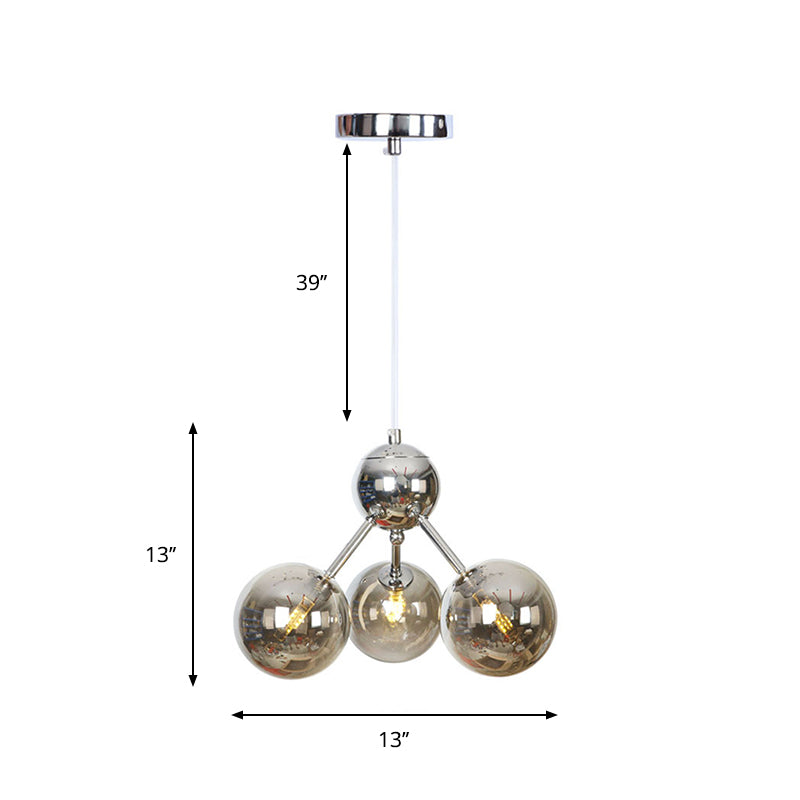 13"/27.5"/34" W Orbit Shade Hanging Chandelier Light Industrial Style Amber/Clear/Smoke Gray Glass 3/9/12 Lights Warehouse Pendant Lamp Clearhalo 'Ceiling Lights' 'Chandeliers' 'Clear' 'Glass shade' 'Glass' 'Industrial Chandeliers' 'Industrial' 'Middle Century Chandeliers' 'Modern' 'Tiffany' 'Traditional Chandeliers' Lighting' 282081