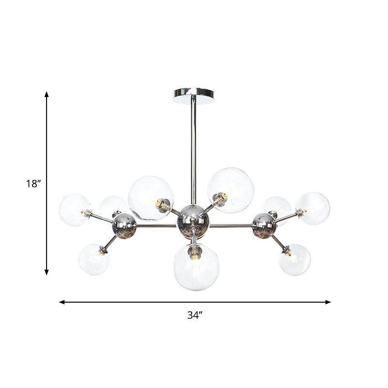13"/27.5"/34" W Orbit Shade Hanging Chandelier Light Industrial Style Amber/Clear/Smoke Gray Glass 3/9/12 Lights Warehouse Pendant Lamp Clearhalo 'Ceiling Lights' 'Chandeliers' 'Clear' 'Glass shade' 'Glass' 'Industrial Chandeliers' 'Industrial' 'Middle Century Chandeliers' 'Modern' 'Tiffany' 'Traditional Chandeliers' Lighting' 282097