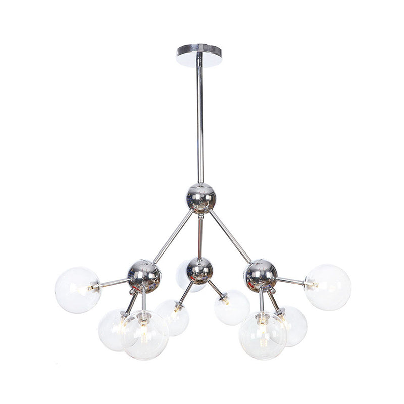 13"/27.5"/34" W Orbit Shade Hanging Chandelier Light Industrial Style Amber/Clear/Smoke Gray Glass 3/9/12 Lights Warehouse Pendant Lamp Clearhalo 'Ceiling Lights' 'Chandeliers' 'Clear' 'Glass shade' 'Glass' 'Industrial Chandeliers' 'Industrial' 'Middle Century Chandeliers' 'Modern' 'Tiffany' 'Traditional Chandeliers' Lighting' 282108