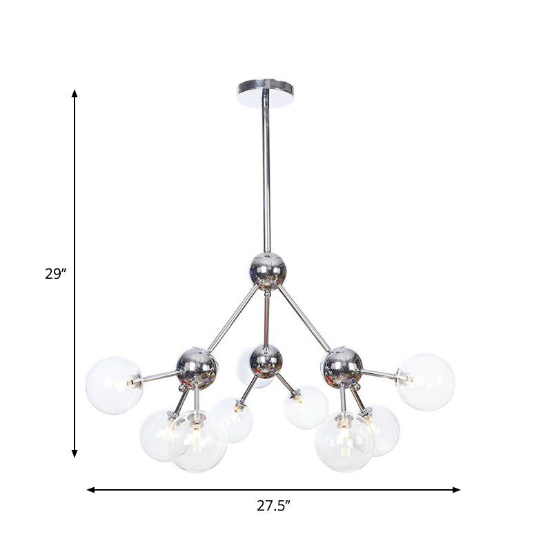 13"/27.5"/34" W Orbit Shade Hanging Chandelier Light Industrial Style Amber/Clear/Smoke Gray Glass 3/9/12 Lights Warehouse Pendant Lamp Clearhalo 'Ceiling Lights' 'Chandeliers' 'Clear' 'Glass shade' 'Glass' 'Industrial Chandeliers' 'Industrial' 'Middle Century Chandeliers' 'Modern' 'Tiffany' 'Traditional Chandeliers' Lighting' 282109