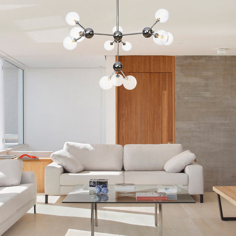 13"/27.5"/34" W Orbit Shade Hanging Chandelier Light Industrial Style Amber/Clear/Smoke Gray Glass 3/9/12 Lights Warehouse Pendant Lamp Clearhalo 'Ceiling Lights' 'Chandeliers' 'Clear' 'Glass shade' 'Glass' 'Industrial Chandeliers' 'Industrial' 'Middle Century Chandeliers' 'Modern' 'Tiffany' 'Traditional Chandeliers' Lighting' 282119