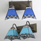 Mediterranean Pyramid Wall Mounted Light 2 Heads Blue/Sky Blue Glass Sconce Lighting for Bedroom Clearhalo 'Industrial' 'Middle century wall lights' 'Tiffany wall lights' 'Tiffany' 'Wall Lamps & Sconces' 'Wall Lights' Lighting' 28212