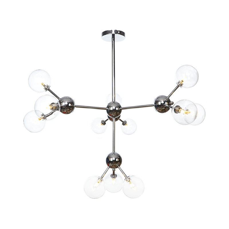 13"/27.5"/34" W Orbit Shade Hanging Chandelier Light Industrial Style Amber/Clear/Smoke Gray Glass 3/9/12 Lights Warehouse Pendant Lamp Clearhalo 'Ceiling Lights' 'Chandeliers' 'Clear' 'Glass shade' 'Glass' 'Industrial Chandeliers' 'Industrial' 'Middle Century Chandeliers' 'Modern' 'Tiffany' 'Traditional Chandeliers' Lighting' 282120