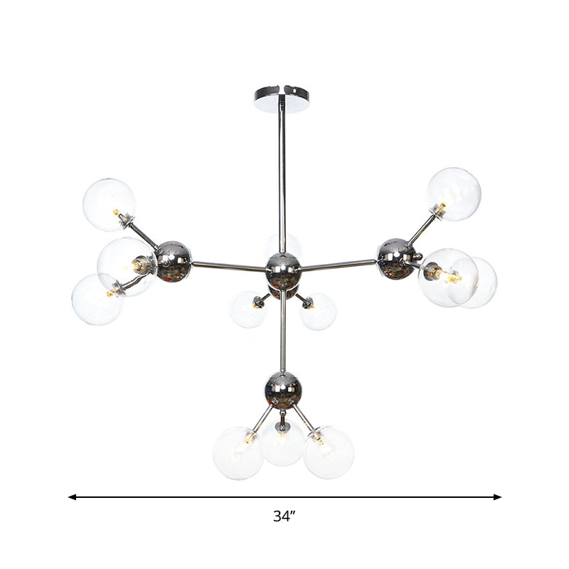 13"/27.5"/34" W Orbit Shade Hanging Chandelier Light Industrial Style Amber/Clear/Smoke Gray Glass 3/9/12 Lights Warehouse Pendant Lamp Clearhalo 'Ceiling Lights' 'Chandeliers' 'Clear' 'Glass shade' 'Glass' 'Industrial Chandeliers' 'Industrial' 'Middle Century Chandeliers' 'Modern' 'Tiffany' 'Traditional Chandeliers' Lighting' 282121