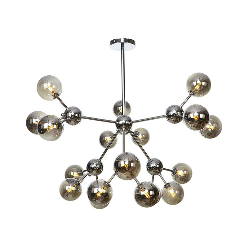 13"/27.5"/34" W Orbit Shade Hanging Chandelier Light Industrial Style Amber/Clear/Smoke Gray Glass 3/9/12 Lights Warehouse Pendant Lamp Clearhalo 'Ceiling Lights' 'Chandeliers' 'Clear' 'Glass shade' 'Glass' 'Industrial Chandeliers' 'Industrial' 'Middle Century Chandeliers' 'Modern' 'Tiffany' 'Traditional Chandeliers' Lighting' 282124