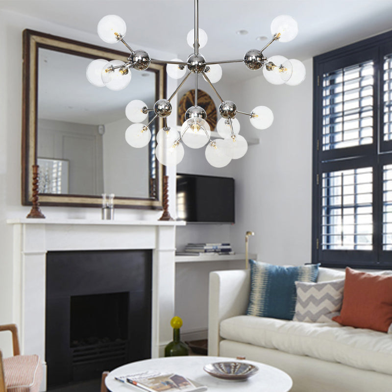 13"/27.5"/34" W Orbit Shade Hanging Chandelier Light Industrial Style Amber/Clear/Smoke Gray Glass 3/9/12 Lights Warehouse Pendant Lamp Clearhalo 'Ceiling Lights' 'Chandeliers' 'Clear' 'Glass shade' 'Glass' 'Industrial Chandeliers' 'Industrial' 'Middle Century Chandeliers' 'Modern' 'Tiffany' 'Traditional Chandeliers' Lighting' 282131