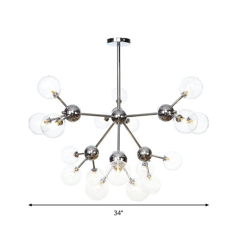 13"/27.5"/34" W Orbit Shade Hanging Chandelier Light Industrial Style Amber/Clear/Smoke Gray Glass 3/9/12 Lights Warehouse Pendant Lamp Clearhalo 'Ceiling Lights' 'Chandeliers' 'Clear' 'Glass shade' 'Glass' 'Industrial Chandeliers' 'Industrial' 'Middle Century Chandeliers' 'Modern' 'Tiffany' 'Traditional Chandeliers' Lighting' 282133