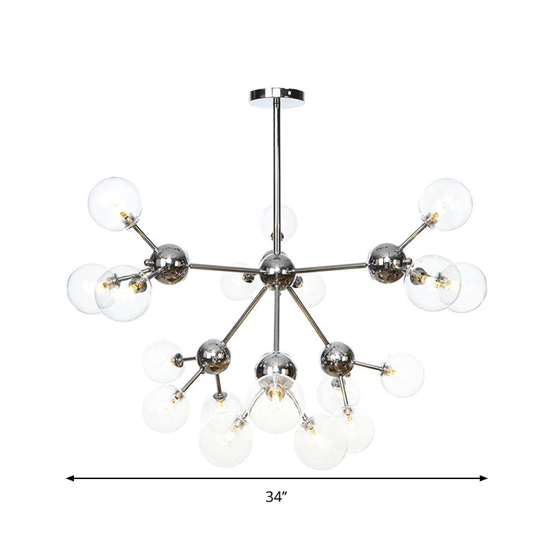 13"/27.5"/34" W Orbit Shade Hanging Chandelier Light Industrial Style Amber/Clear/Smoke Gray Glass 3/9/12 Lights Warehouse Pendant Lamp Clearhalo 'Ceiling Lights' 'Chandeliers' 'Clear' 'Glass shade' 'Glass' 'Industrial Chandeliers' 'Industrial' 'Middle Century Chandeliers' 'Modern' 'Tiffany' 'Traditional Chandeliers' Lighting' 282133