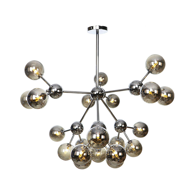 13"/27.5"/34" W Orbit Shade Hanging Chandelier Light Industrial Style Amber/Clear/Smoke Gray Glass 3/9/12 Lights Warehouse Pendant Lamp Clearhalo 'Ceiling Lights' 'Chandeliers' 'Clear' 'Glass shade' 'Glass' 'Industrial Chandeliers' 'Industrial' 'Middle Century Chandeliers' 'Modern' 'Tiffany' 'Traditional Chandeliers' Lighting' 282136