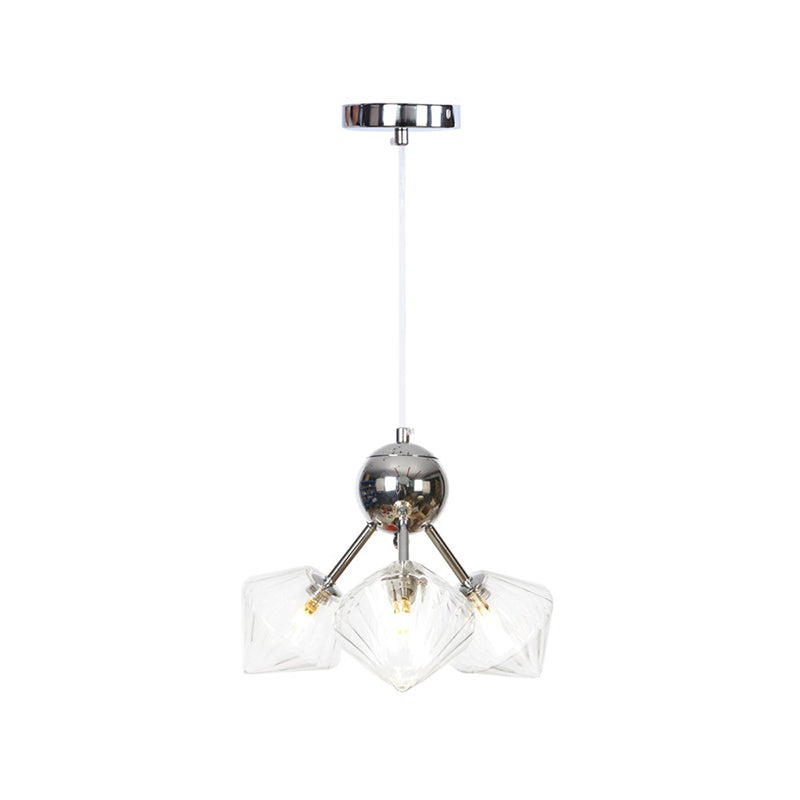 Amber/Clear Glass Diamond Pendant Light Industrial Stylish 3/9/12 Bulbs Chandelier Light Fixture, 13"/27.5"/34" Width Clearhalo 'Cast Iron' 'Ceiling Lights' 'Chandeliers' 'Clear' 'Industrial Chandeliers' 'Industrial' 'Metal' 'Middle Century Chandeliers' 'Modern' 'Rustic Chandeliers' 'Tiffany' 'Traditional Chandeliers' Lighting' 282207