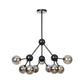 Orb Living Room Chandelier Lamp Amber/Clear/Smoke Gray Glass 3/9/12 Lights Industrial Ceiling Light with Sputnik Design, 13"/27.5"/34" Wide Clearhalo 'Cast Iron' 'Ceiling Lights' 'Chandeliers' 'Clear' 'Industrial Chandeliers' 'Industrial' 'Metal' 'Middle Century Chandeliers' 'Modern' 'Rustic Chandeliers' 'Tiffany' 'Traditional Chandeliers' Lighting' 282382