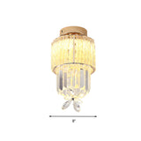 LED Hallway Ceiling Mounted Light Modern Gold Semi Flush Light Fixture with Cylinder K9 Crystal Shade Clearhalo 'Ceiling Lights' 'Close To Ceiling Lights' 'Close to ceiling' 'Semi-flushmount' Lighting' 282428