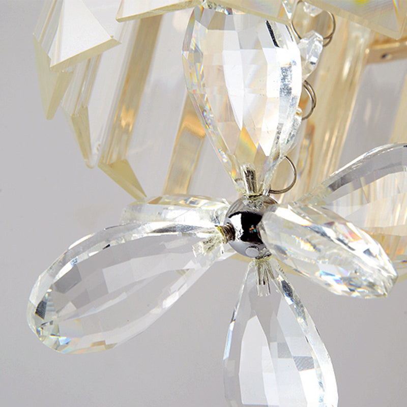 LED Hallway Ceiling Mounted Light Modern Gold Semi Flush Light Fixture with Cylinder K9 Crystal Shade Clearhalo 'Ceiling Lights' 'Close To Ceiling Lights' 'Close to ceiling' 'Semi-flushmount' Lighting' 282429