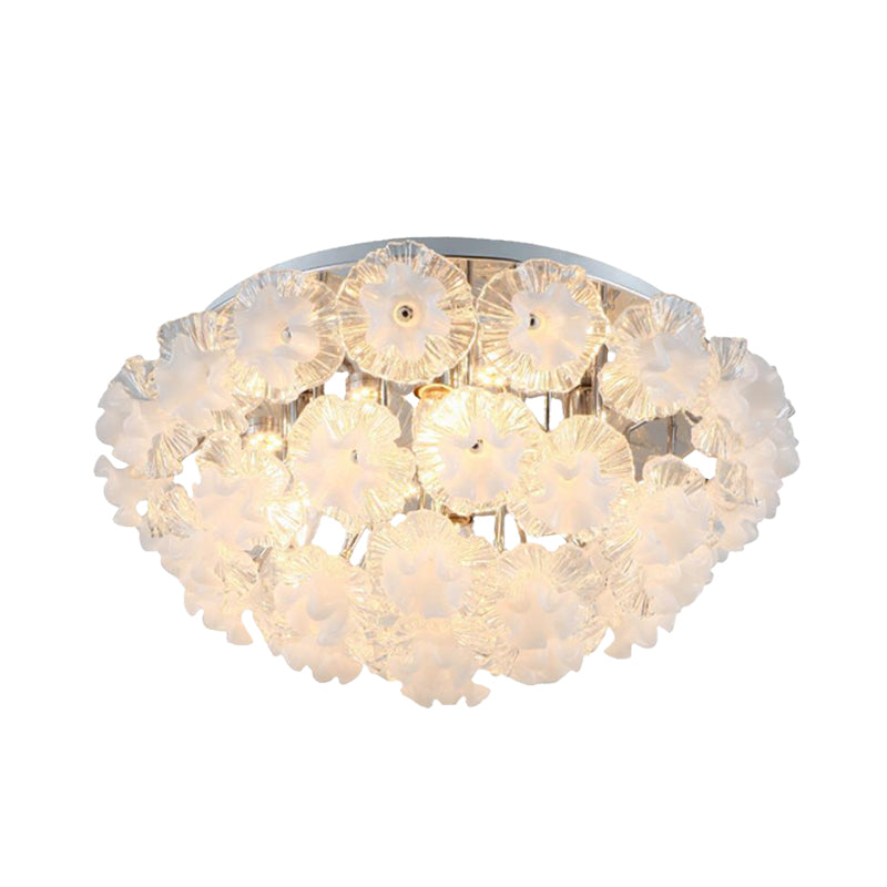 Crystal Flower Ceiling Mount Contemporary 4 Lights Chrome Flushmount Light for Living Room Clearhalo 'Ceiling Lights' 'Close To Ceiling Lights' 'Close to ceiling' 'Flush mount' Lighting' 282452