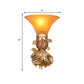 Fish Shape Resin Wall Sconce Country 1 Head Restaurant Red/Gold Finish Wall Mount Lamp with Amber Glass Bell Shade Clearhalo 'Wall Lamps & Sconces' 'Wall Lights' Lighting' 282494